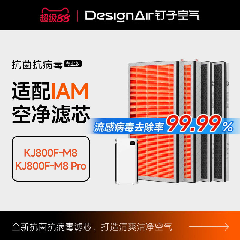适配IAM空气净化器过滤网KJ800-M8/M8Pro滤芯活性炭除甲醛除PM2.5