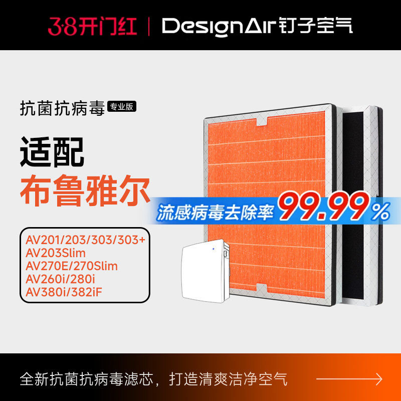 适配blueair布鲁雅尔滤网AV203Slim/AV303空气净化器新风过滤芯