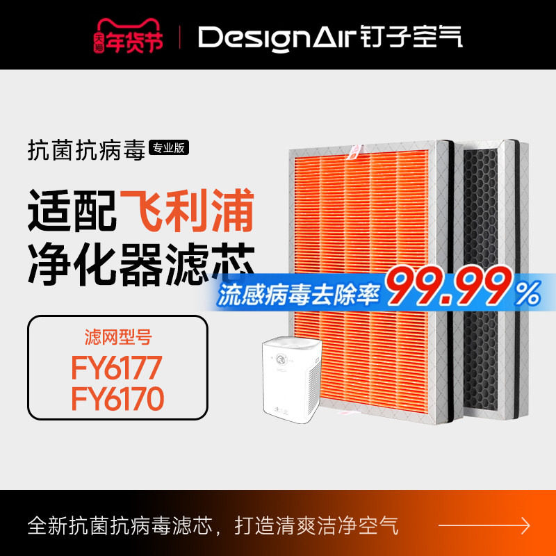 适配飞利浦空气净化器过滤网FY6177/AC6606纳米复合过滤芯AC6608