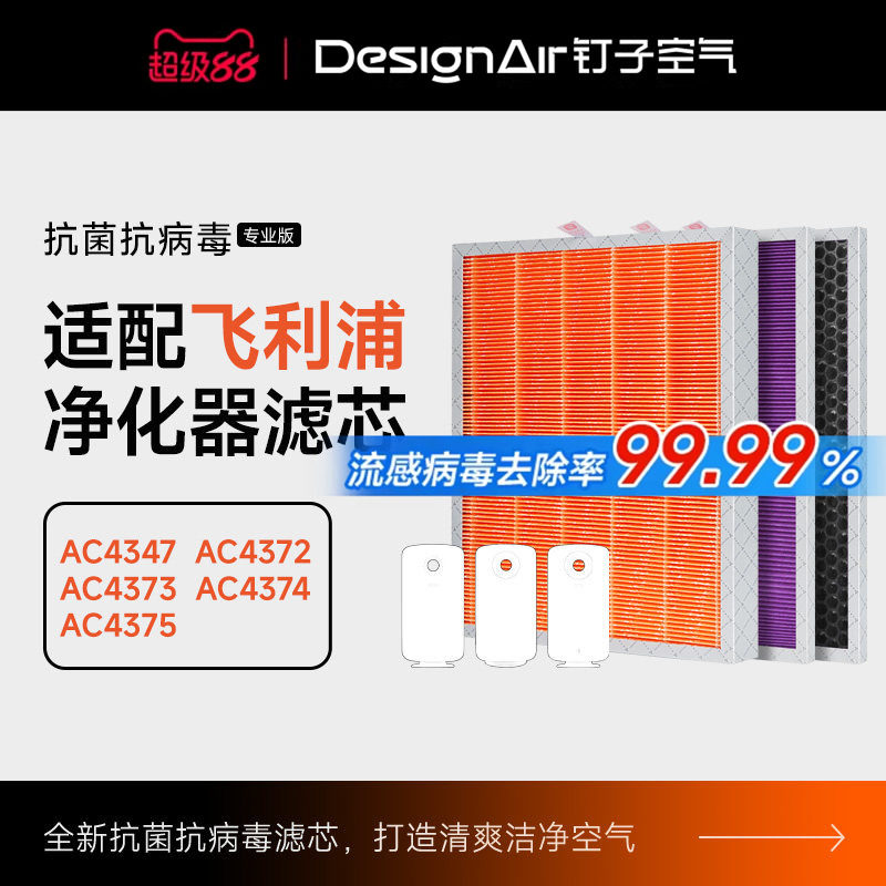 适配飞利浦空气净化器过滤网ac4373/ac4374/ac4375过滤芯除尘除醛