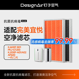 KJ200F B01 A02过滤芯 KJ600F 适配完美宜悦空气净化器滤网2代1代