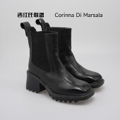 大壮•西红氏 切尔西粗跟短靴不加绒增高7cm防滑大底