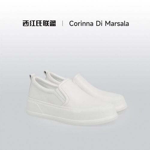 牛皮厚底增高女款一脚蹬小白鞋