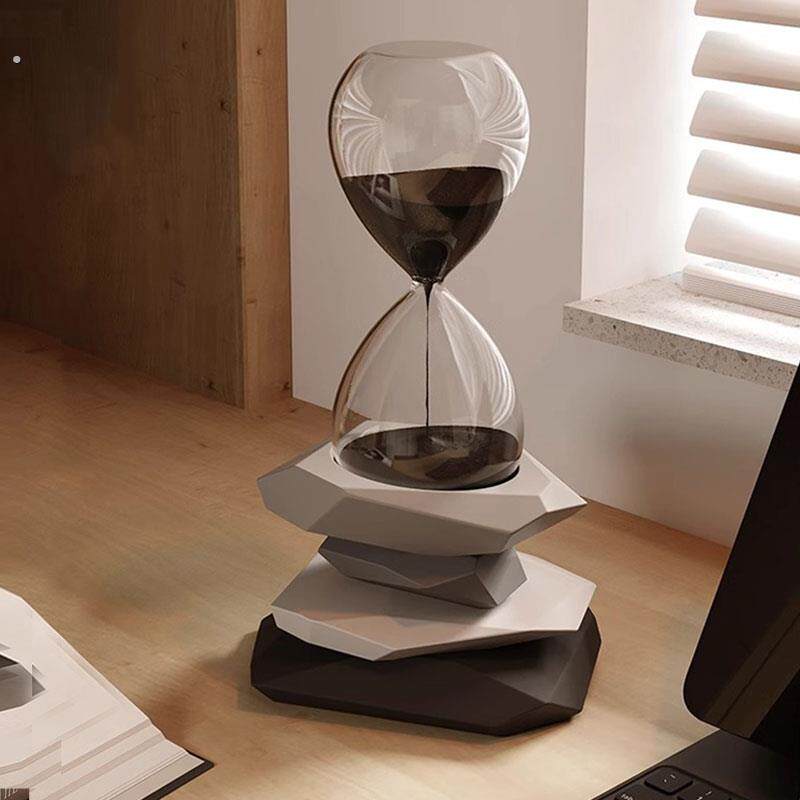 现代中古风石来运转沙漏计时器玄关摆件创意家居饰品朋友生日礼物