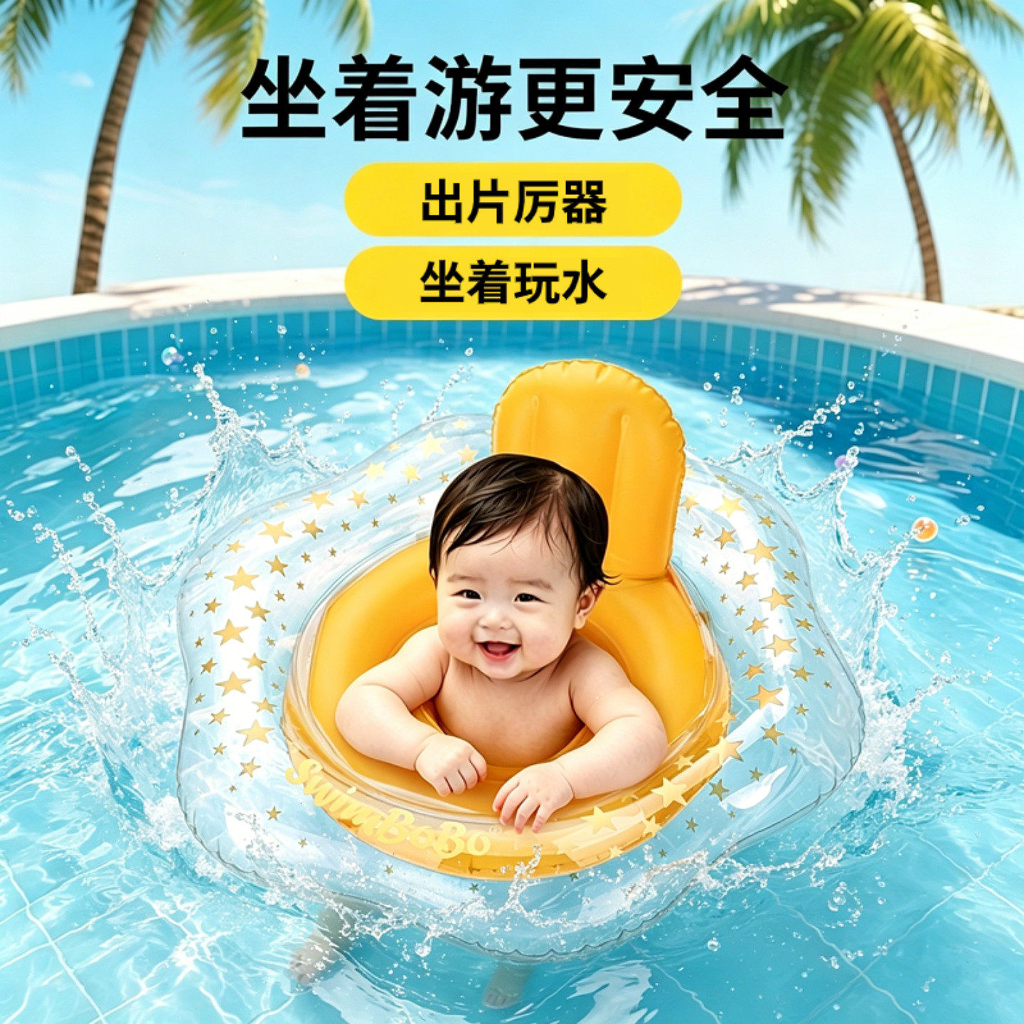 鲸保婴儿游泳圈宝宝儿童可婴幼儿幼童安全坐圈一岁半宝宝坐式座圈