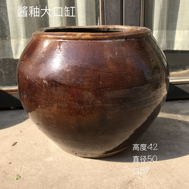 陶瓷古i董陶罐陶缸土陶坛子大口景e观田园罐大号花盆家居饰品摆件