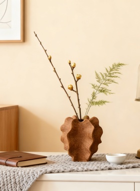 日式木质花瓶摆件家居装饰品