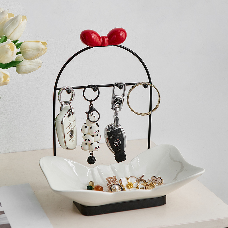 奶油风可爱玄关置物架