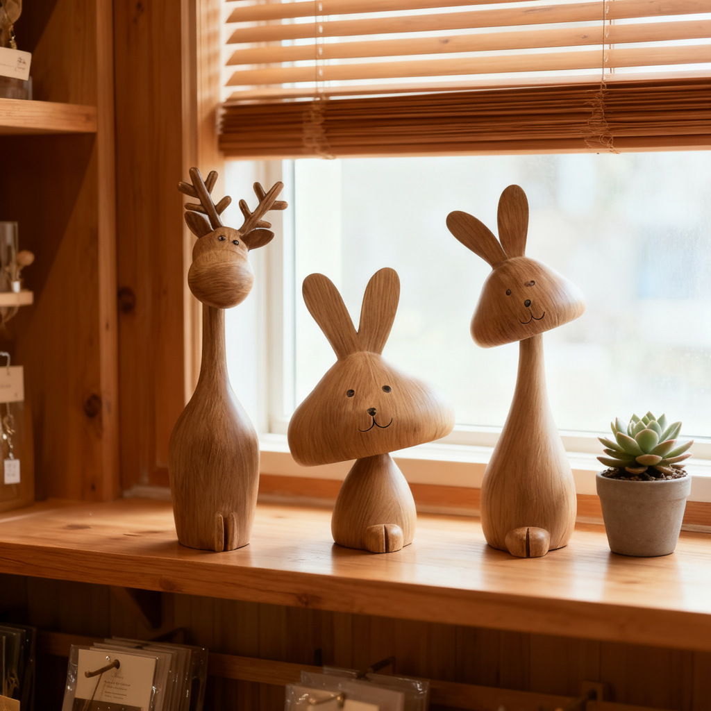 木质动物摆件家居装饰品桌面工艺品小鹿兔子造型装饰摆设,家居饰品,装饰摆件,淘宝优惠券,粉丝福利购,淘宝优惠卷