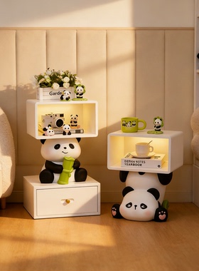 卡通熊猫造型收纳柜床头摆件