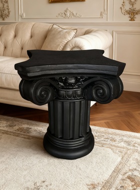 欧式古典柱形树脂边桌摆件