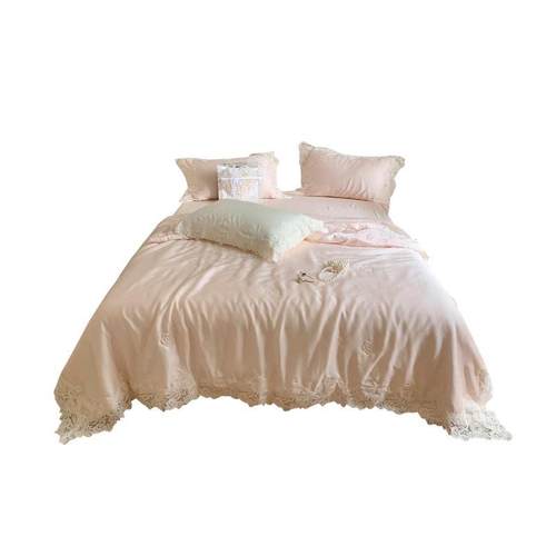 a6l夏季蕾丝花边80支双面天丝夏凉被四件套韩式公主风可水洗空调