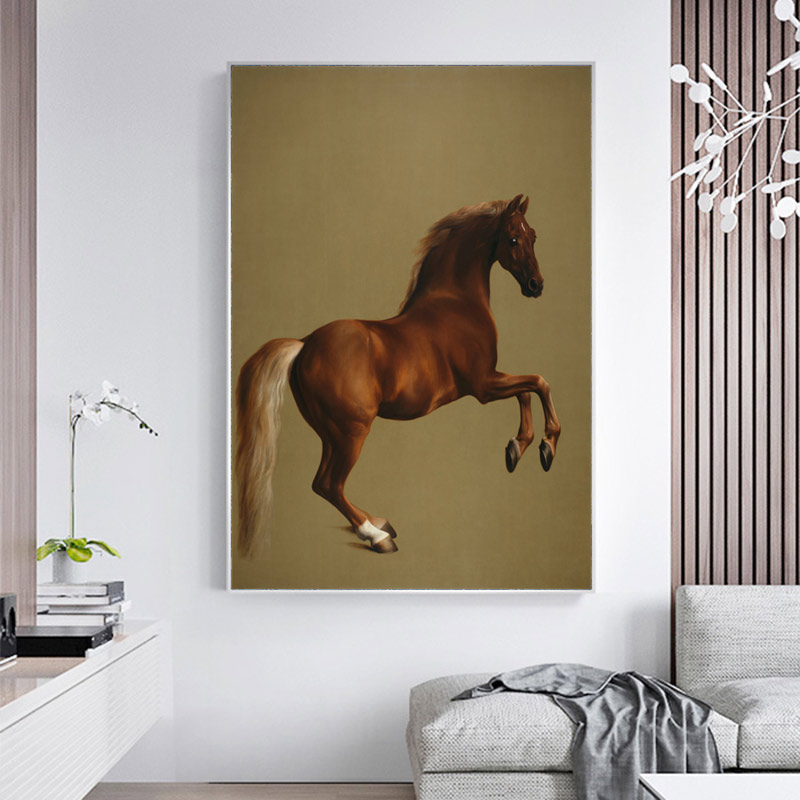 骏马现代轻奢古典动物走廊玄关装饰画入户挂画墙画客厅沙发背景画图片