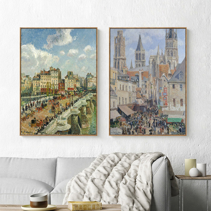 毕沙罗装饰画印象派现代客厅建筑艺术抽象画餐厅挂画办公室书房画图片