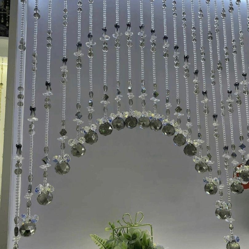 高端彩色灰色水晶珠帘门帘隔断客厅入口过道浴室卧室窗帘