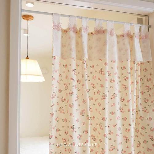 HEGALY “与蝶”浪漫印花蕾丝吊带法式门帘半帘小窗帘透光不透人