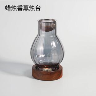 沉香隔火熏香炉蜡烛香薰灯 天然海南奇楠沉香原材碎料玻璃烛台