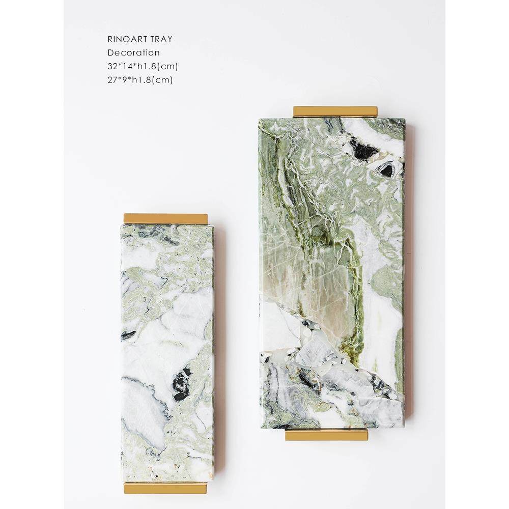 若奈意大利冷玉“天然大理石+黄铜”流水豪华石入口浴室储物托盘
