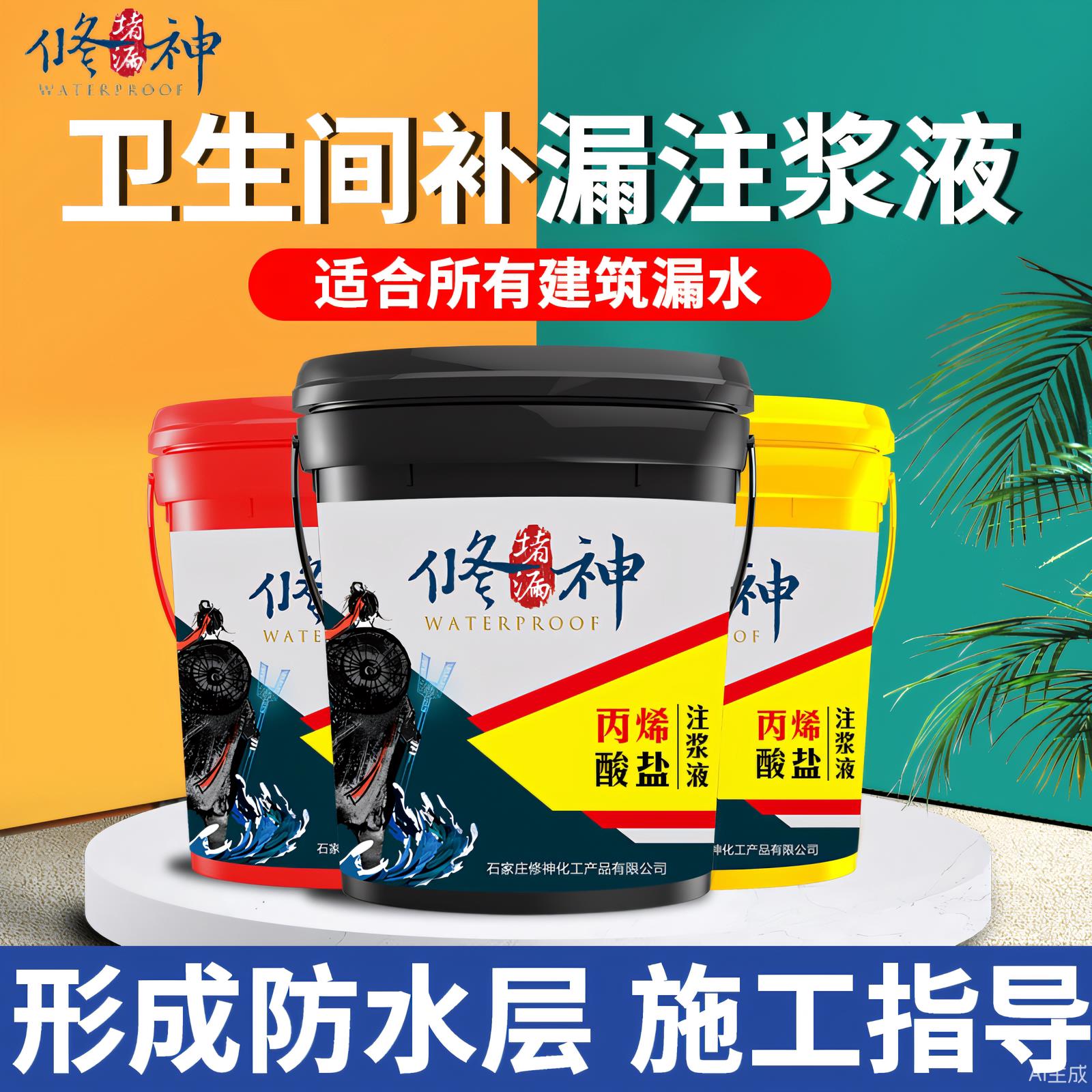 丙烯酸盐注浆液防水补漏化妆室裂缝渗透注胶水灌浆材料带水堵漏剂