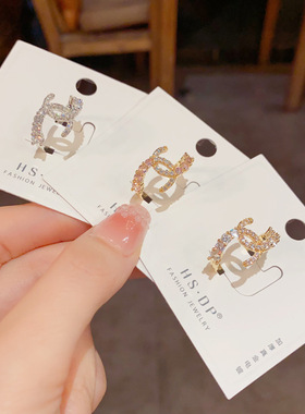 「YU心」法式轻奢百搭超闪满钻小香风交叉开口戒