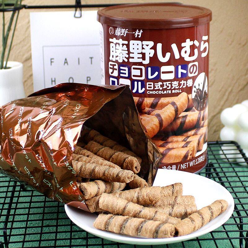 藤野一村巧克力卷日式网红蛋卷零食威化酥皮注心蛋卷酥饼干椰子卷