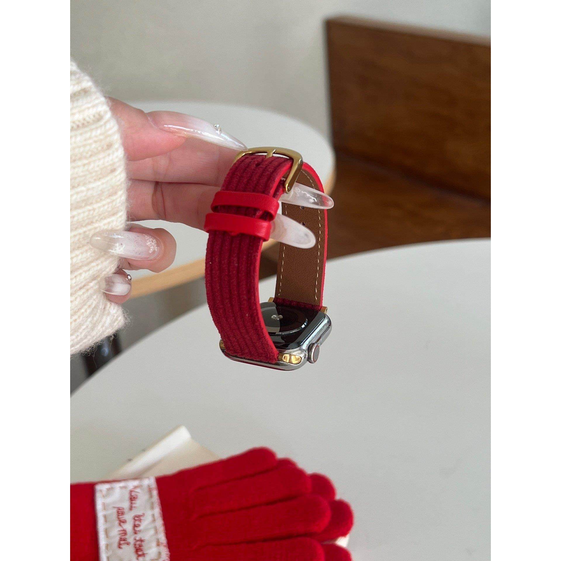 华夫格绒适用苹果手表表带