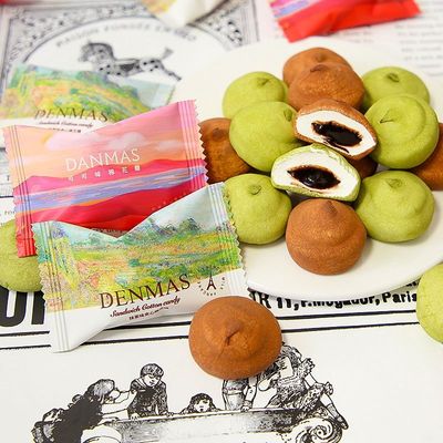 英国丹玛仕DANMAS抹茶味夹心爆浆棉花糖喜糖散装结婚糖果零食