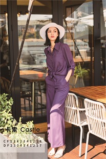 CF2342341218卡索优选长袖条纹衬衫女上衣气质港风复古24春夏新款