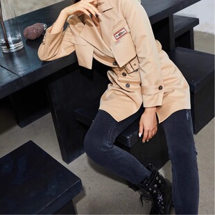 DN4204333661卡索castle裤子2024秋季新品高腰小脚紧身牛仔裤百搭