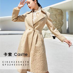 GF3245354137卡索castle秋冬保暖2024新款棉衣显瘦翻领风衣款穿搭