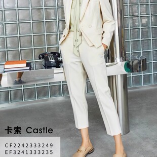DF3203333237卡索裤子2024秋新款高腰显瘦小脚直筒西装裤时尚女装