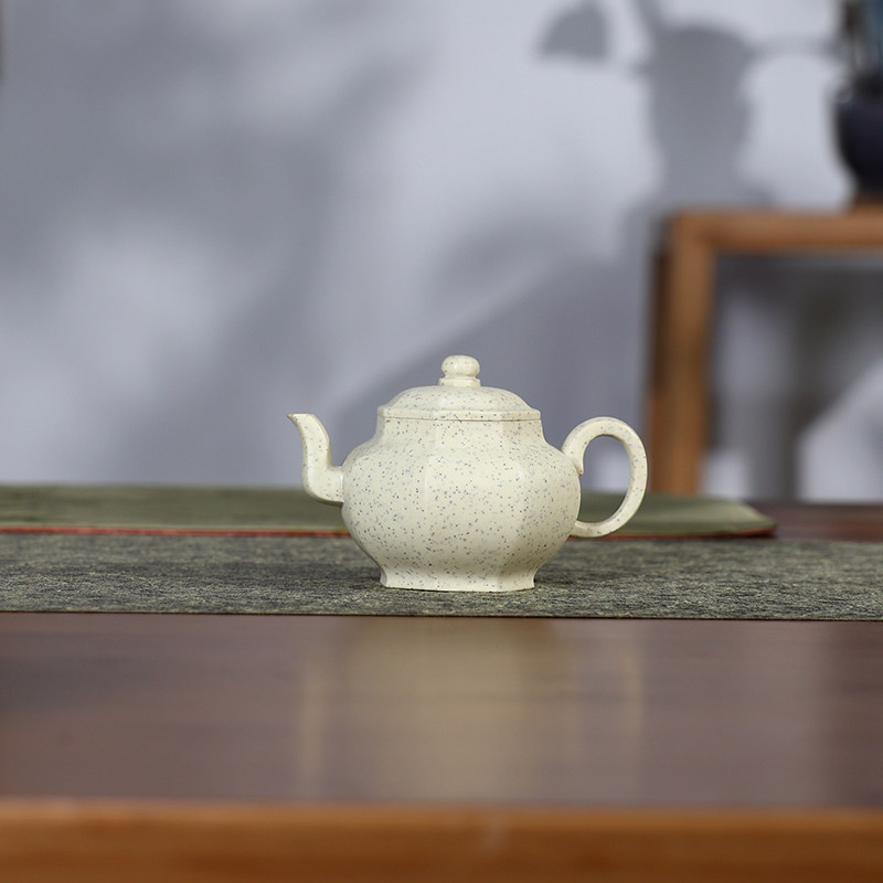 宜兴紫砂壶原矿白玉段六方宫灯纯手工网孔中式功夫茶壶茶具 200ml