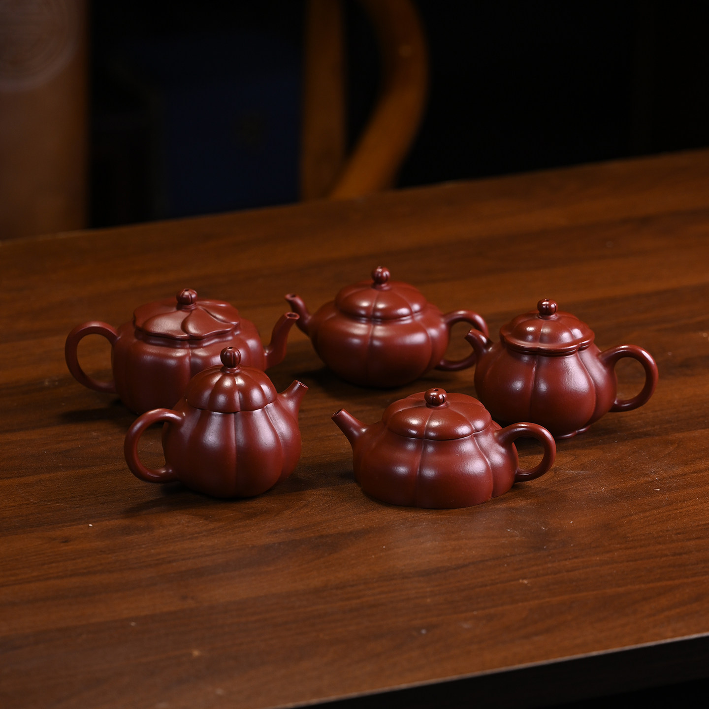 原矿朱泥全手工筋纹圆口系列海棠宜兴紫砂壶泡茶壶茶具礼品120ml