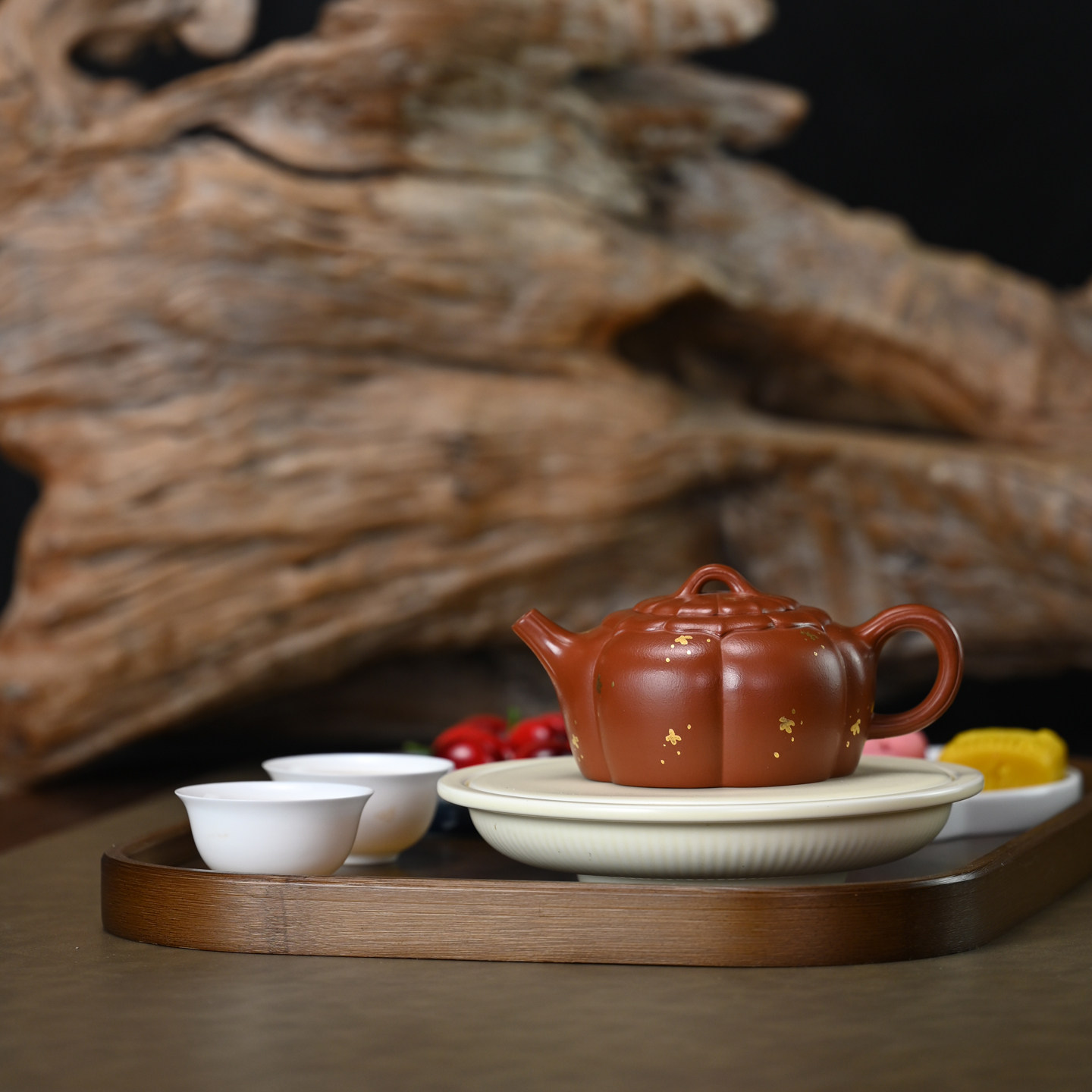 宜兴紫砂壶功夫茶壶原矿小红泥纯手工洒金筋纹花开富贵名家250ML