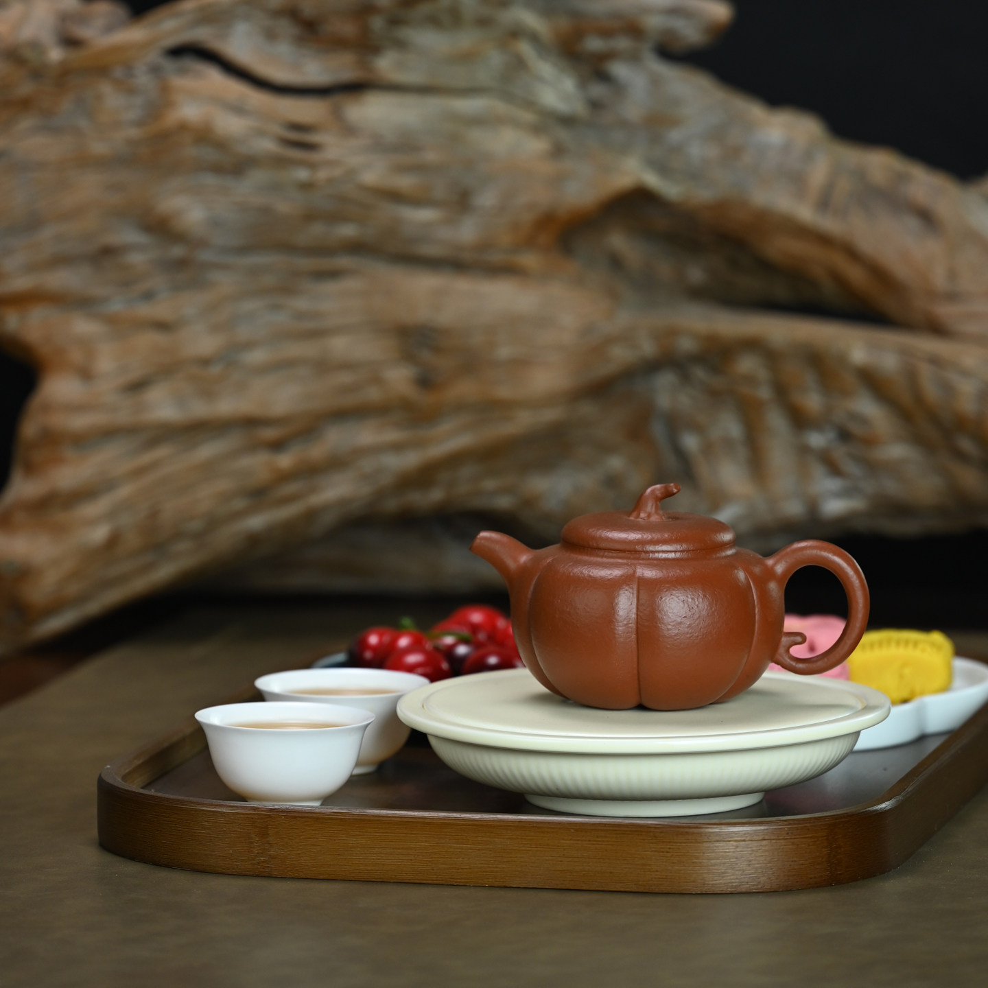 宜兴紫砂壶原矿朱泥南瓜壶全手工精美功夫茶具国风茶器茶壶 250ml