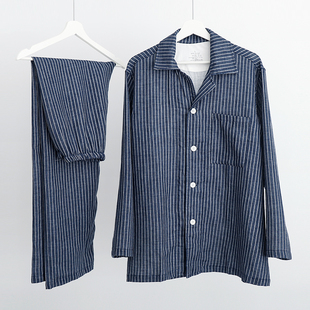 良品纯棉全棉春夏四季 日式 家居服简约男女情侣成人睡衣