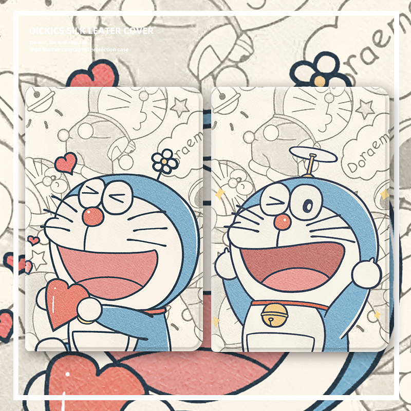 适用ipad10保护壳pro2024外套air6苹果平板3哆啦A梦11英寸卡通mini5迷你2全包4防摔2018硅胶2020三折带笔槽款