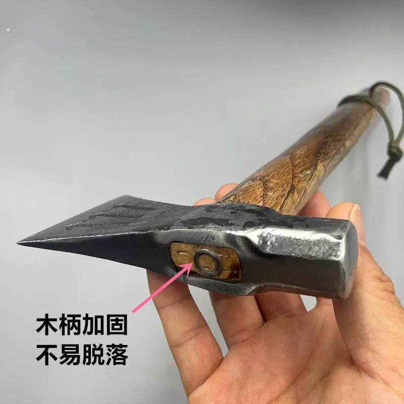 轨道钢手工锻打多功能中刃斧子砍树劈柴砍骨头开山伐木锋利耐用