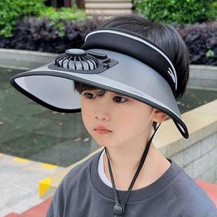 儿童帽子防晒男童大帽簷风扇帽女童遮阳帽抗UV空顶遮阳帽夏凉帽