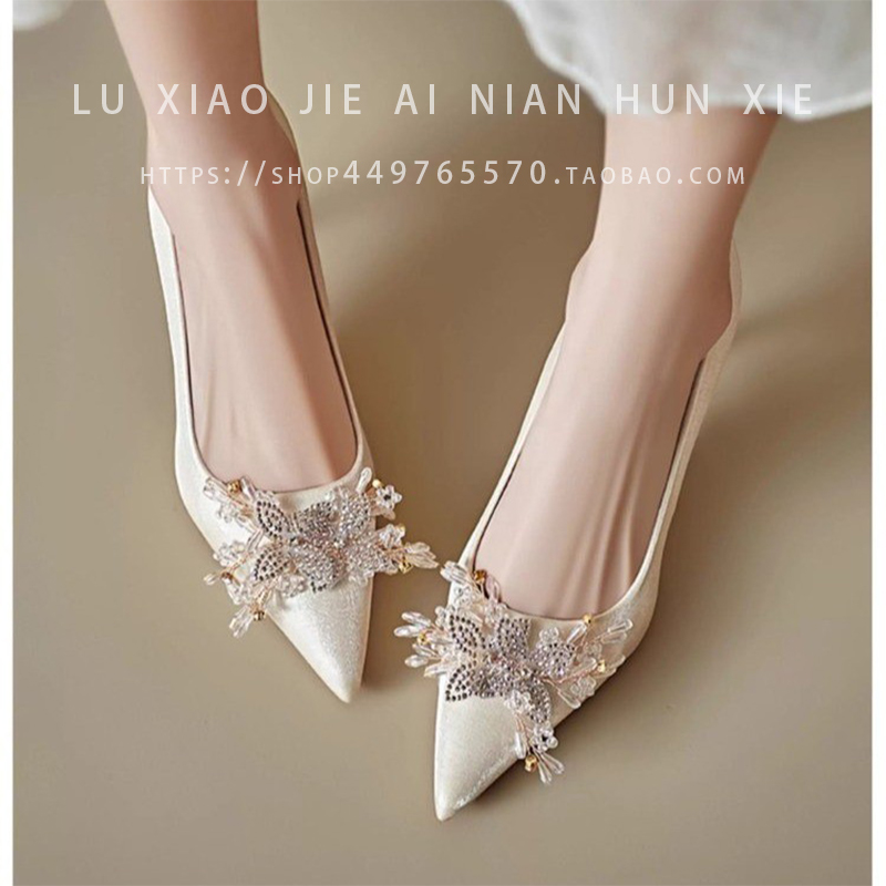 伴娘新娘鞋不累脚婚鞋绝美单鞋