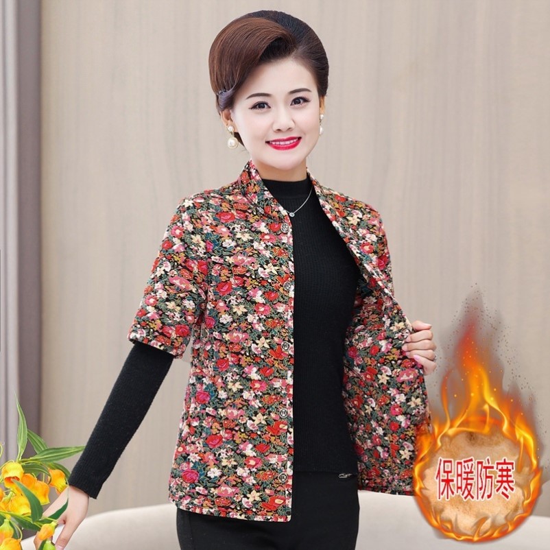 女半袖马甲驼绒棉袄中老年冬季妈妈新款保暖坎肩内胆棉衣加厚外套