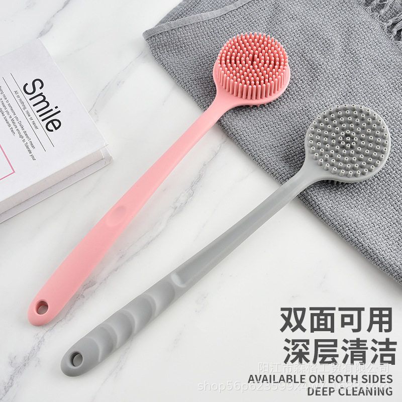 硅胶搓澡刷双面软毛长柄