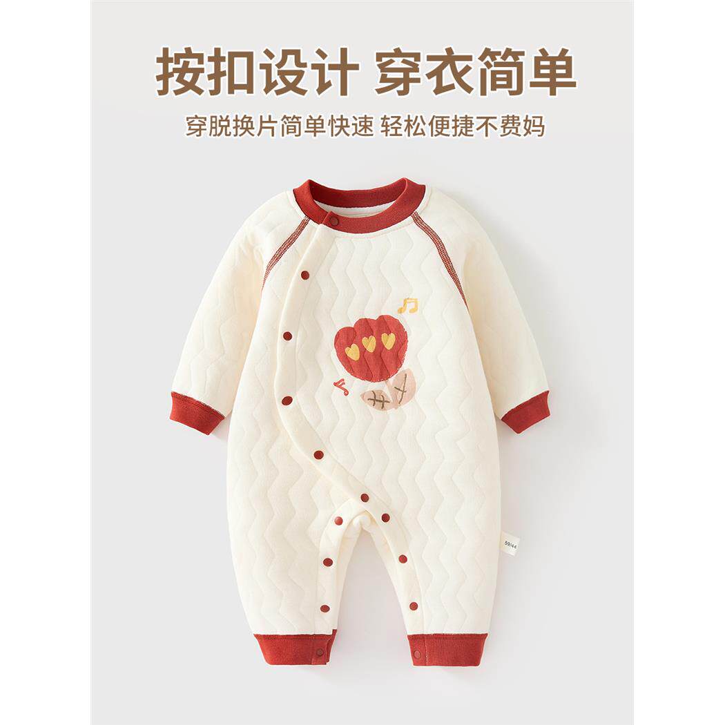 婴儿连体衣秋冬装保暖夹