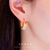 A龙头纹白玉适合方圆脸 耳环女独特气质设计高级新中式 国风耳饰