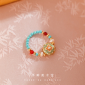 爆款 B敦煌松石色新中式 戒指女小众设计轻奢高级感2025新款 巨好看