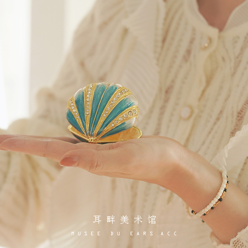 A贝壳戒指盒对戒盒求婚