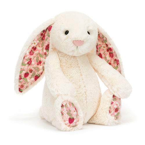 正品jellycat花布邦尼兔毛绒玩具安抚玩偶莓果耳白色尼邦兔31cm