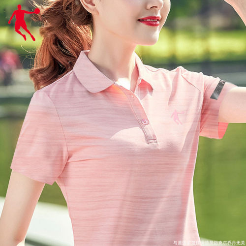 乔丹正肩短袖女翻领T恤POLO衫