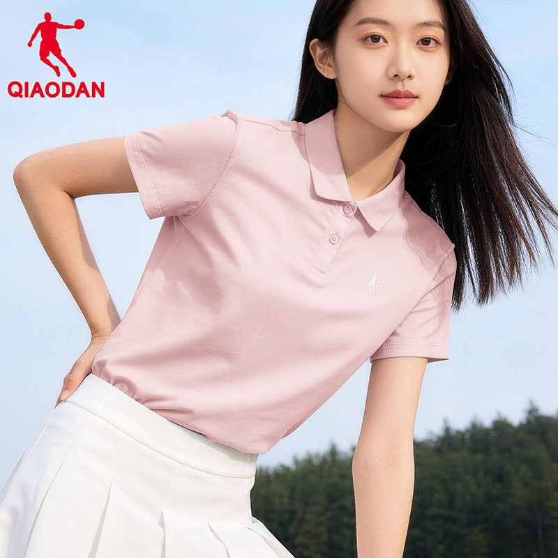 乔丹短袖POLO衫女夏季健身跑步T恤网球运动上衣棉质可定制工作服