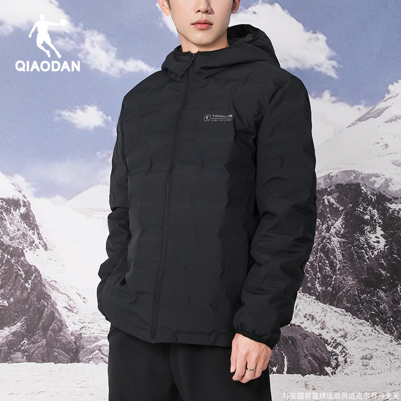 乔丹官方保暖连帽羽绒服男2025冬季旗舰店防寒短款宽松休闲外套男